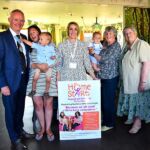 Alison and Margaret along with home-start home visiting volunteer Sharon with Geoff Underwood, IOW High Sheriff at Home-Start cream tea